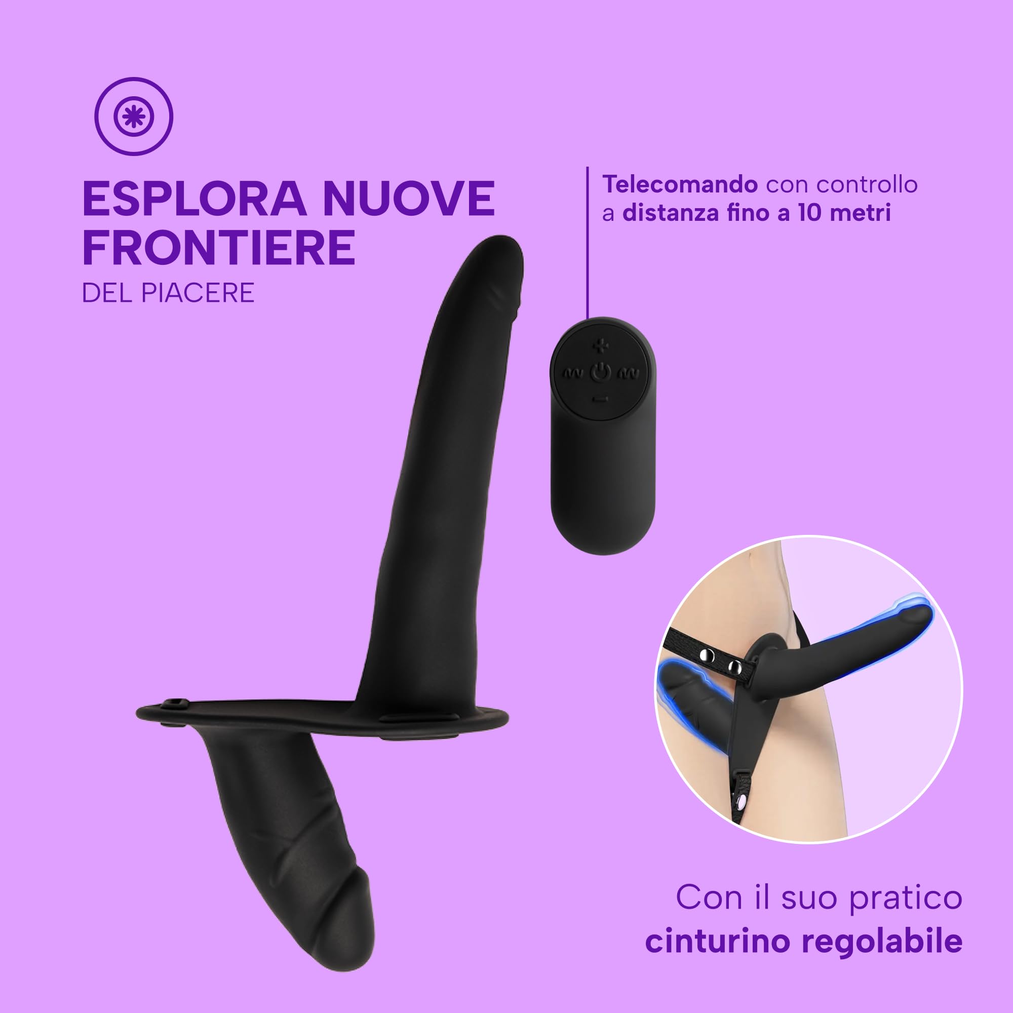 MySecretCase Strapon Dildo Doppio 15cm + 8,5cm Strap On con Telecomando Strapon. Anale. Indossabile 7 Modalità di Vibrazione e 3 Livelli di Intensità Sexytoysys Donna Coppia Dildo Anale