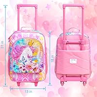 Vista 5 de Equipaje para niños y niñas, maleta de viaje con ruedas para niños pequeños