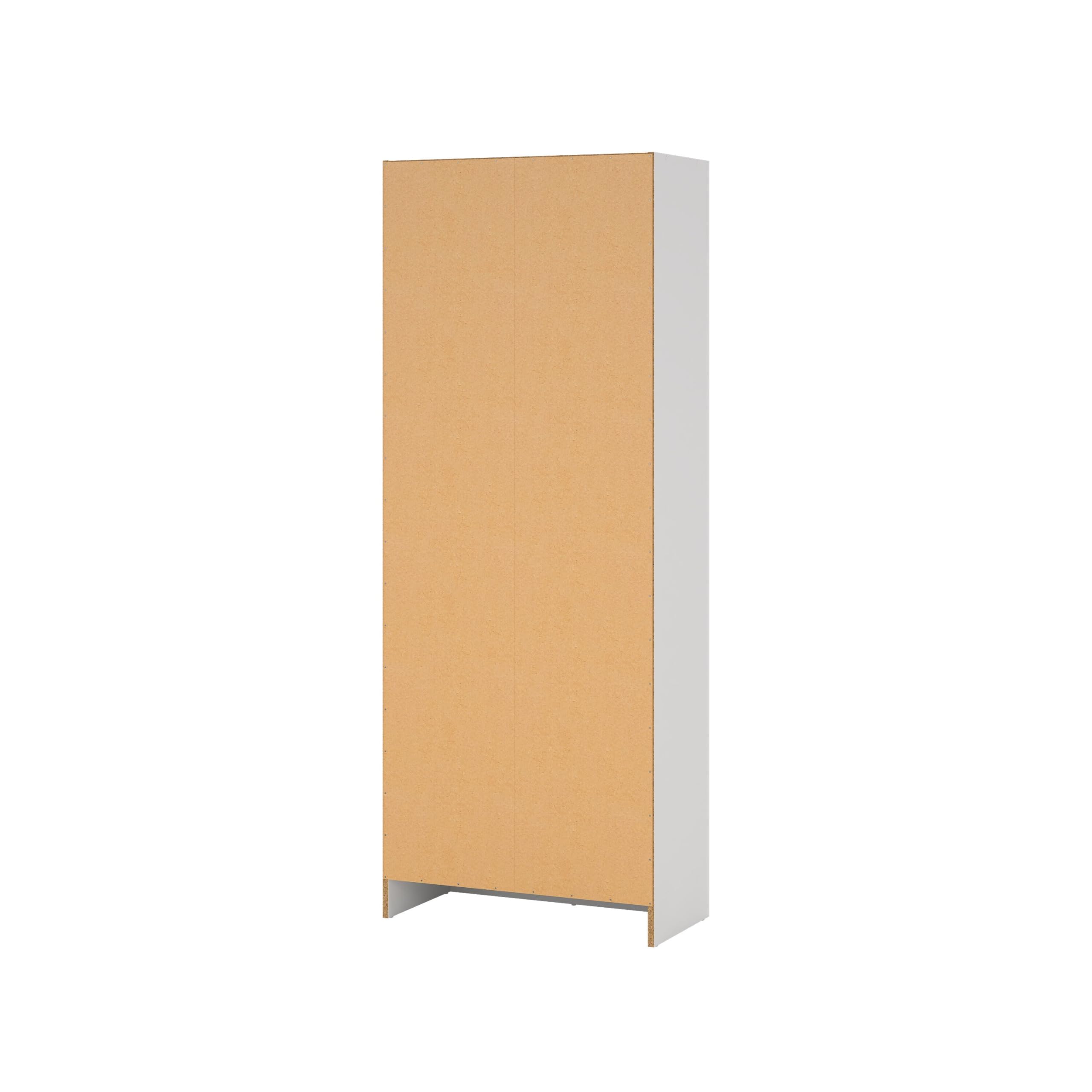 Dmora - Armadio multiuso 2 ante Charleston, Mobile porta scope, Scarpiera con ripiani, Guardaroba porta scarpe, cm73x37h180 cm, Bianco