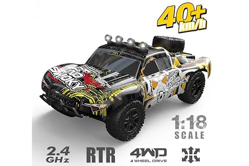 ES-TOYS RC Elektro Buggy 1:18 mit 2,4Ghz, 40 km/h, Allradantrieb - LiIon - HS301-1E (Schwarz-Gelb)
