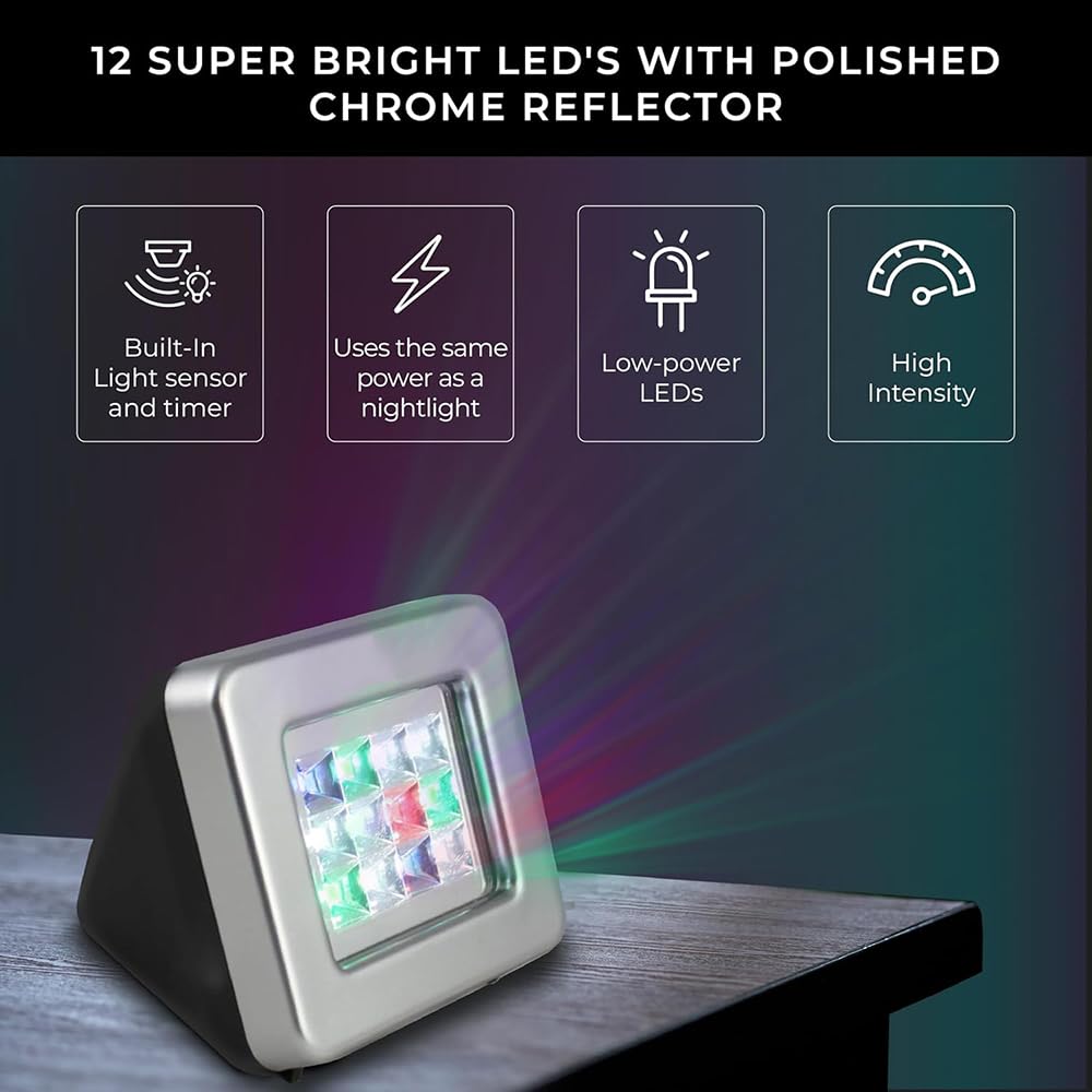 Simulateur De Faux Téléviseur LED, Dispositif De Dissuasion Contre Le Cambriolage, Lumière De Sécurité Nocturne, 4 Modes avec Fonction Minuterie, Simulation De Lumière LED Ultra Lumineuse