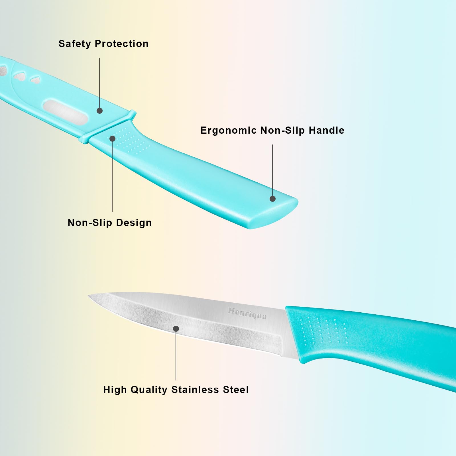 Paring Knife Set of 4, Paring Knives With Cover, 4 inch Small Fruit Knife, Ultra Sharp Kitchen Knives,High Carbon Stainless Steel PP Plastic Handle — Amazon image 3