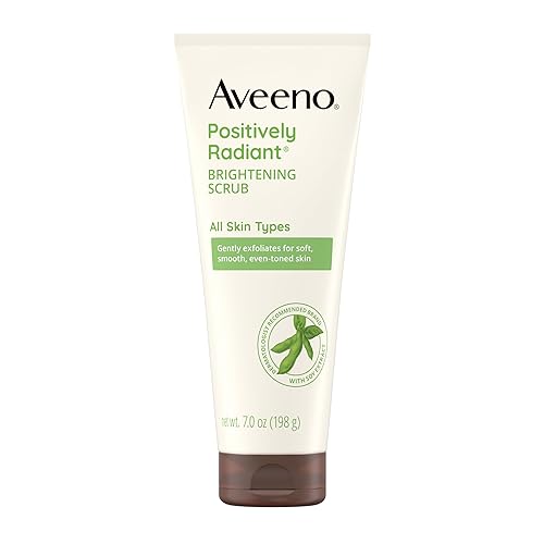 Aveeno Exfoliante facial positivamente radiante y exfoliante diario, extracto de soja rico en humedad, sin aceite, sin jabón, hipoalergénico, no