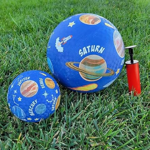 ToysOpoly Rubber Playground Balls 8.5 inch and 5 inch Solar System Design. Best Bouncy Dodge Ball for Camps, Picnic, Church and School Cover