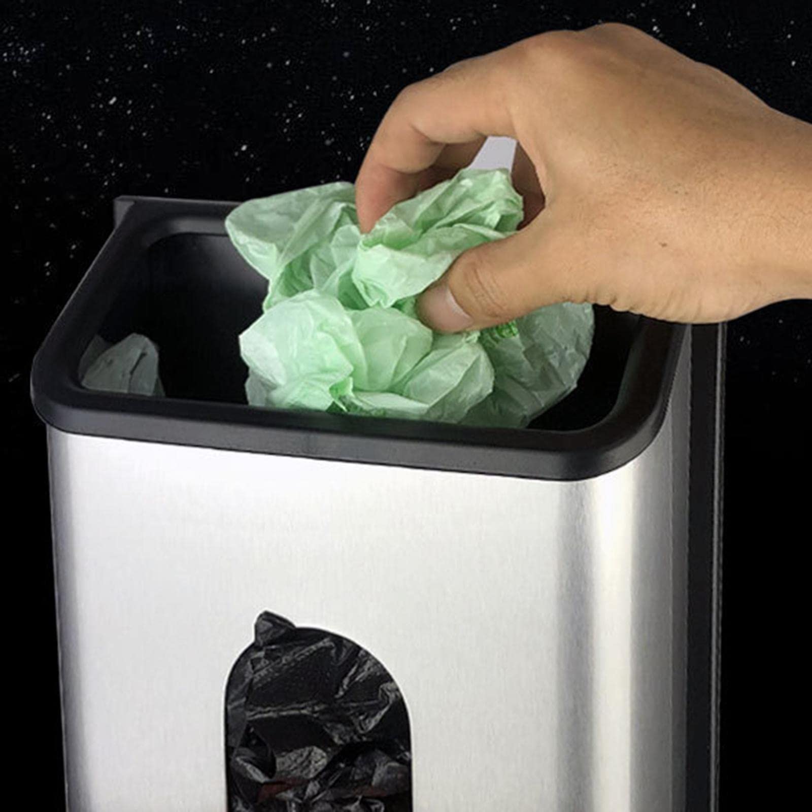 F Fityle de Bolsas de Montaje en Pared para comestibles, dispensador, de Almacenamiento de Material Acero Inoxidable Cepillado con una Abertura Extra