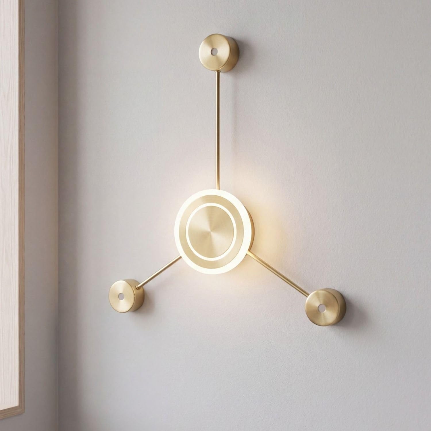 LED Wandleuchte warmweiß Schlafzimmer Gold Aluminium indirektes Licht 3 Stufen dimmbar Lichtschalter 3000 K H:53 cm blendarm Wandlampe Wohnzimmer