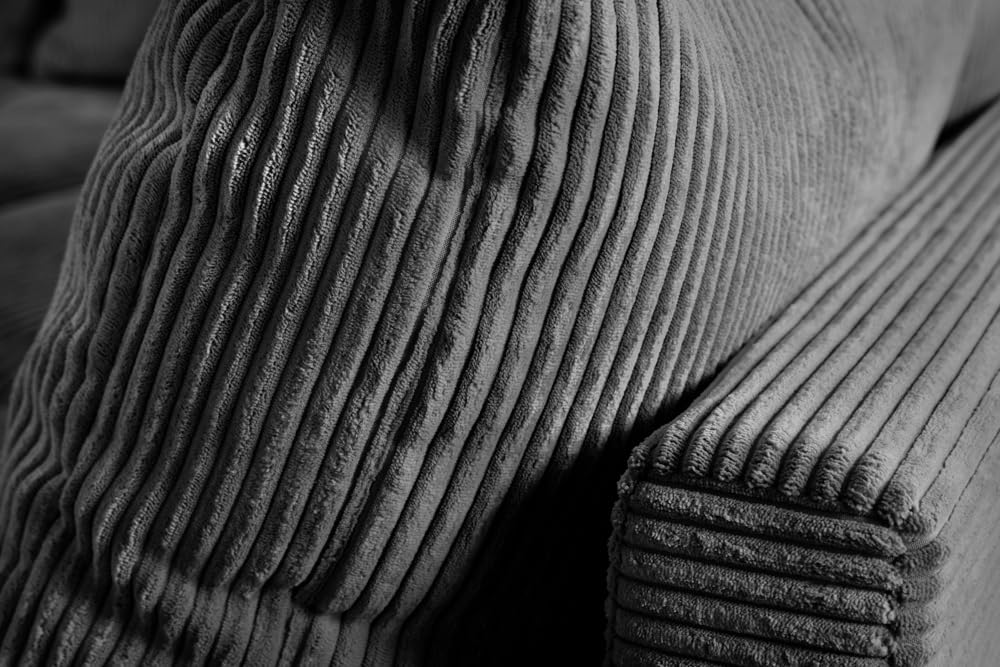 Wohnlandschaft KENT - 220cm - dunkelgrau - Cord - Federkern inkl. Hocker