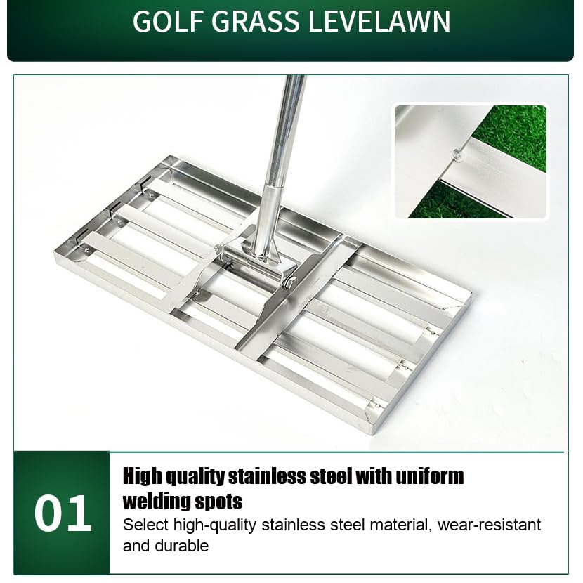 Rastrillo nivelador de césped, herramienta resistente para ahorrar mano de obra para patio, jardín y campo de golf, 75 cm