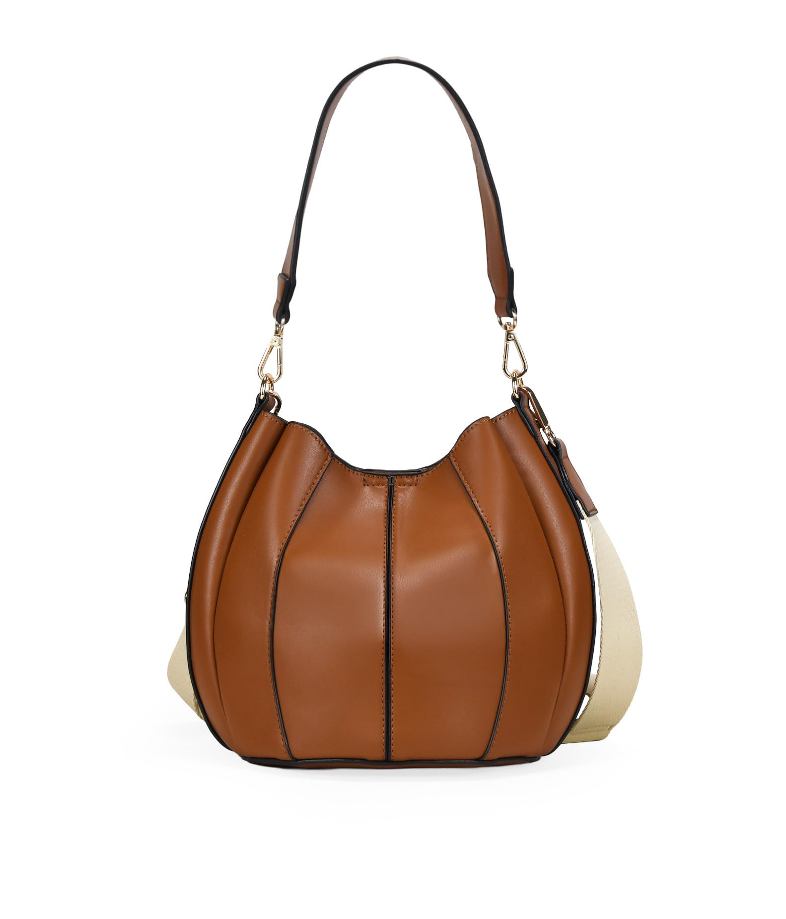 BOSANOVA Bolso Cubo para Mujer con pequeño Bolso Interior, asa de Hombro con argollas y asa de Cruzar de algodón, ambas extraíbles. Cierre con imán. Cuero U
