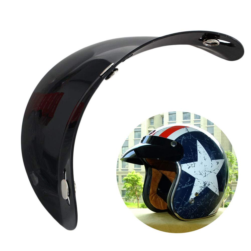 Hot Universal 3 Snap Visier Gesichtsschutzlinse für Motorradhelme Open Face Helm Krempe Schwarz
