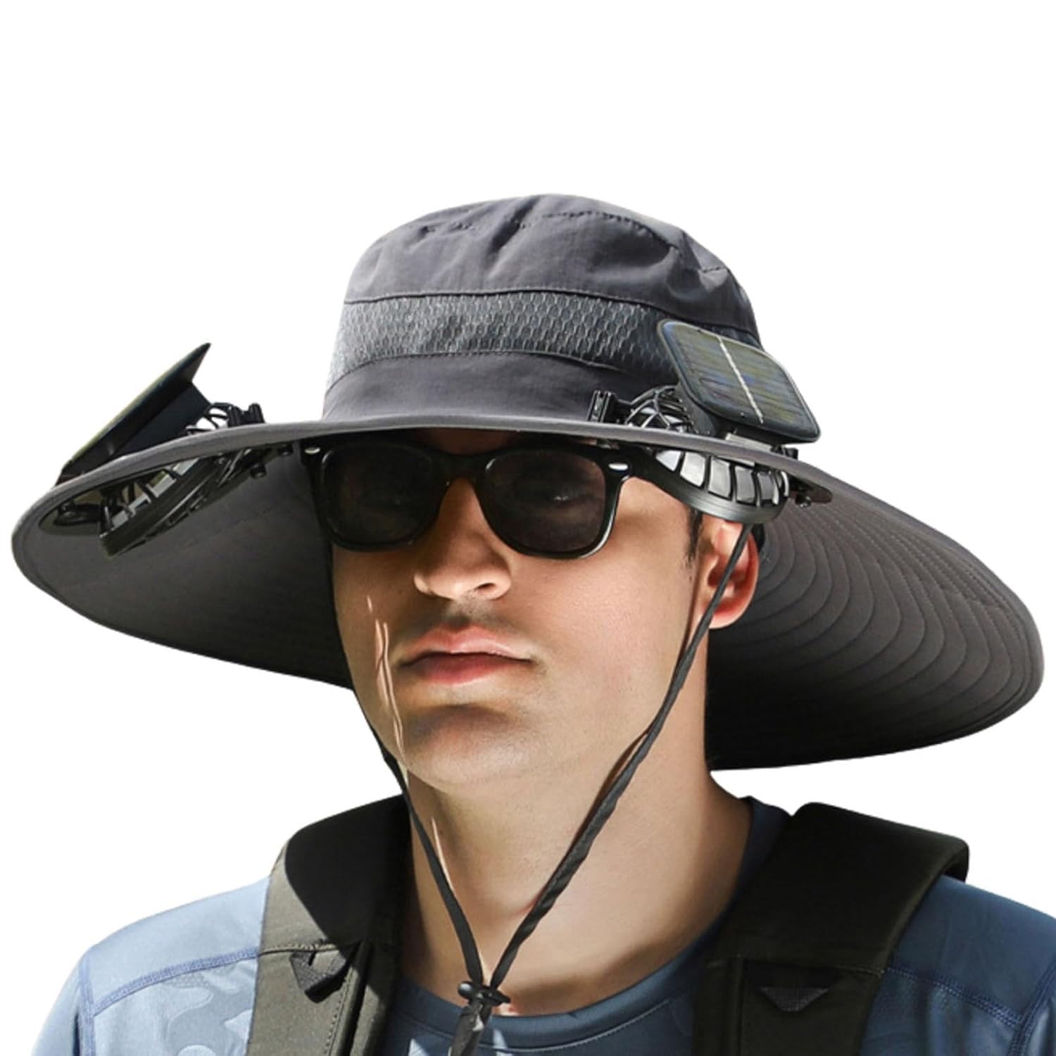 Cappello da sole a tesa larga per esterni, 2026, staccabile, con 2 ventole solari, per uomini e donne, protezione UV UPF 50+, impermeabile, per pesca, escursionismo, spiaggia, con ventilatore
