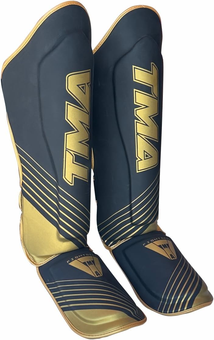 TMA Shin Instep Pads for Traditional Martial Arts, Comfortable, Lightweight Shin Guards for Kickboxing MMA Training and Sparring Kick Boxing, Training Gear Kids and Adults MMA Shin Guards