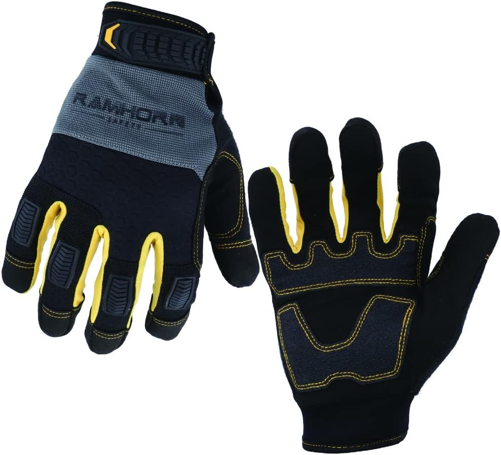 Strengthen Finger Joint Protection Work Gloves, Men Utility Multifunctional Mechanic Working Gloves Touch Screen, Flexible, Breathable Wear-Resistant Gloves (GREY, S)