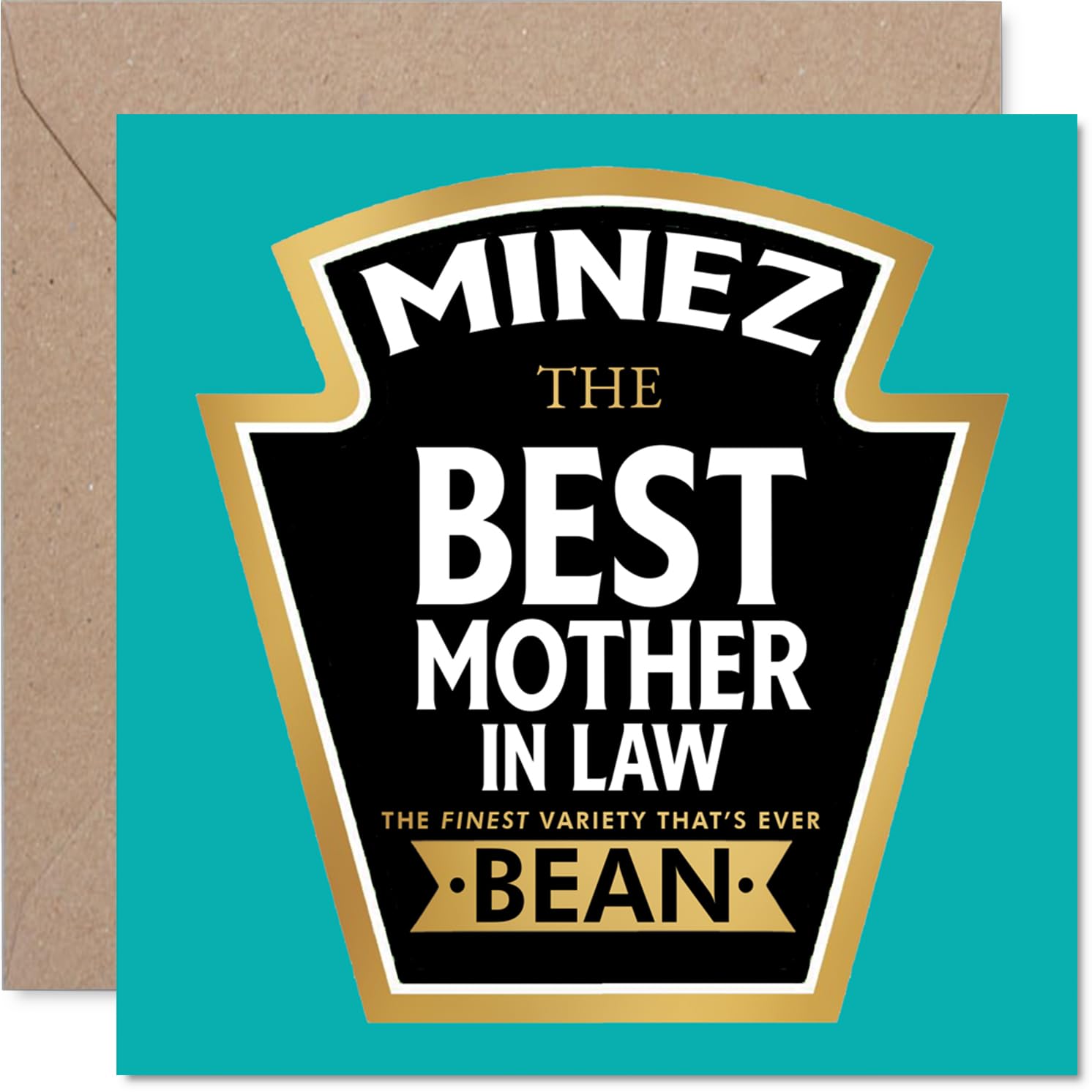 Mother in Law Birthday Card - Ever Bean - Happy Birthday Card for Mother in Law from Son Daughter, 145mm Product Label Style Bday Greeting Cards