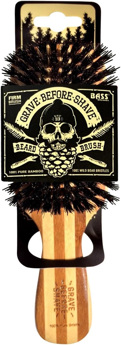Grave Before Shave Beard Brush for Men with 100% Wild Boar Bristles and Bamboo Wood Handle