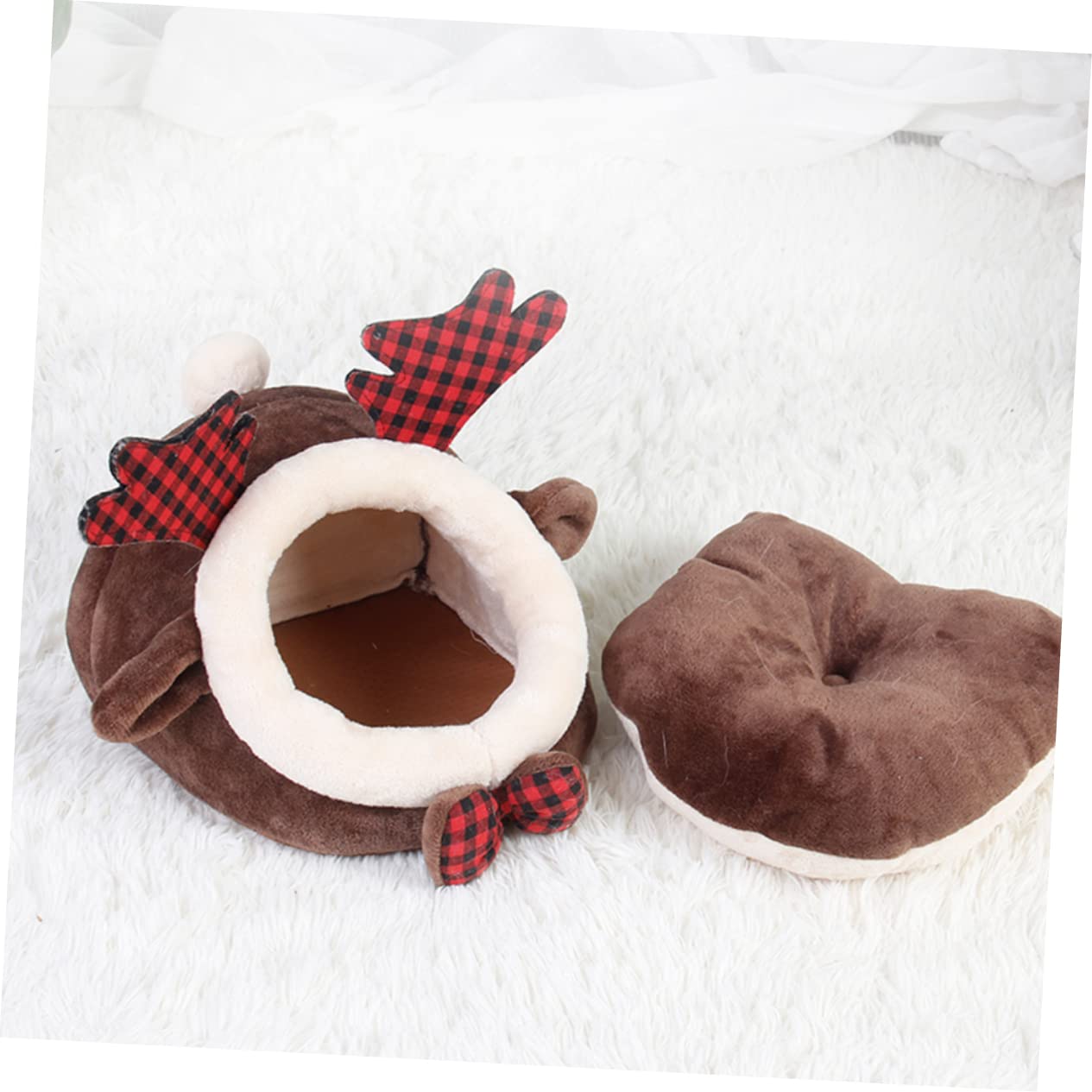 Sosoport Kaninchen Winterhaus Kaninchen Haus mit Kuschelbett Warmes Schlafhaus für Kleintiere aus Flanell Gefüllt zum Ausruhren und Schlafen