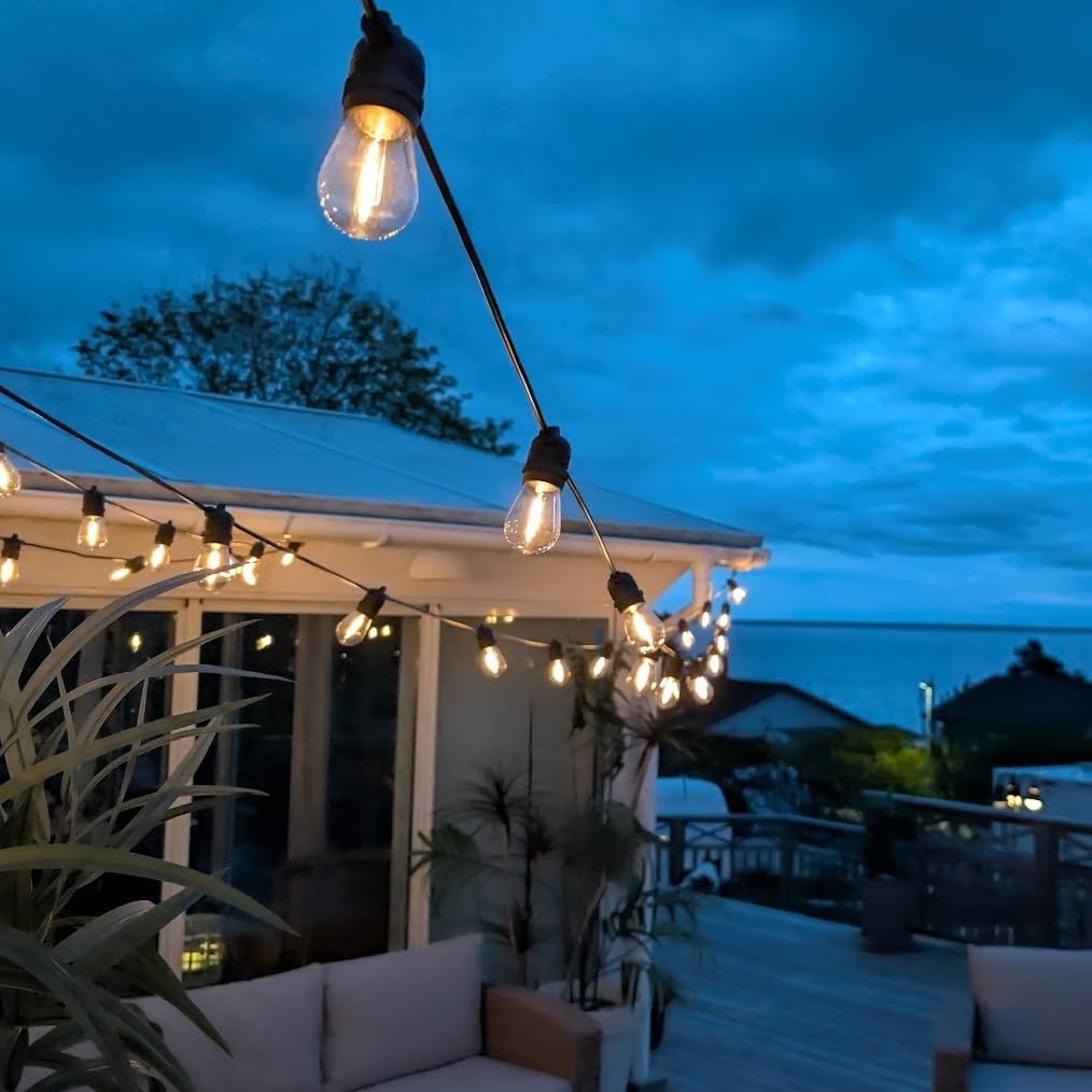 Solar-Lichterkette, 20-50 Meter, Außen/Innen, LED, Premium Lichterkette, Schwarz, IP65 Wasserdicht, 24V Solarlampen, Solar/USB, Warmweiß, 40-50 Lampen (50 Meter 50 Lampen)