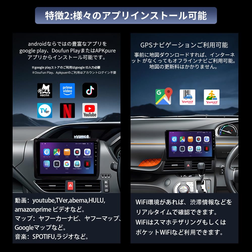 Amazon.co.jp: Pirara 2Din Android10.0カーナビ オーディオ体型ナビ