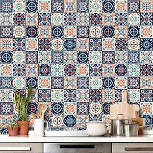 BRANDIAN Mosaic Vinyl DIY Wall Tile Stickers 4 x 4 Inches, Multicolour (Pack of 75) TS-14