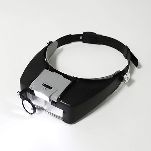 Miniatura 4 de Lupa con diadema y lupa iluminada para joyería, lupa iluminada, 1.5 x 3 x 6.5 x 8 x cabeza, LED, reloj, reparación de gafas, lupa, casco, lupa para