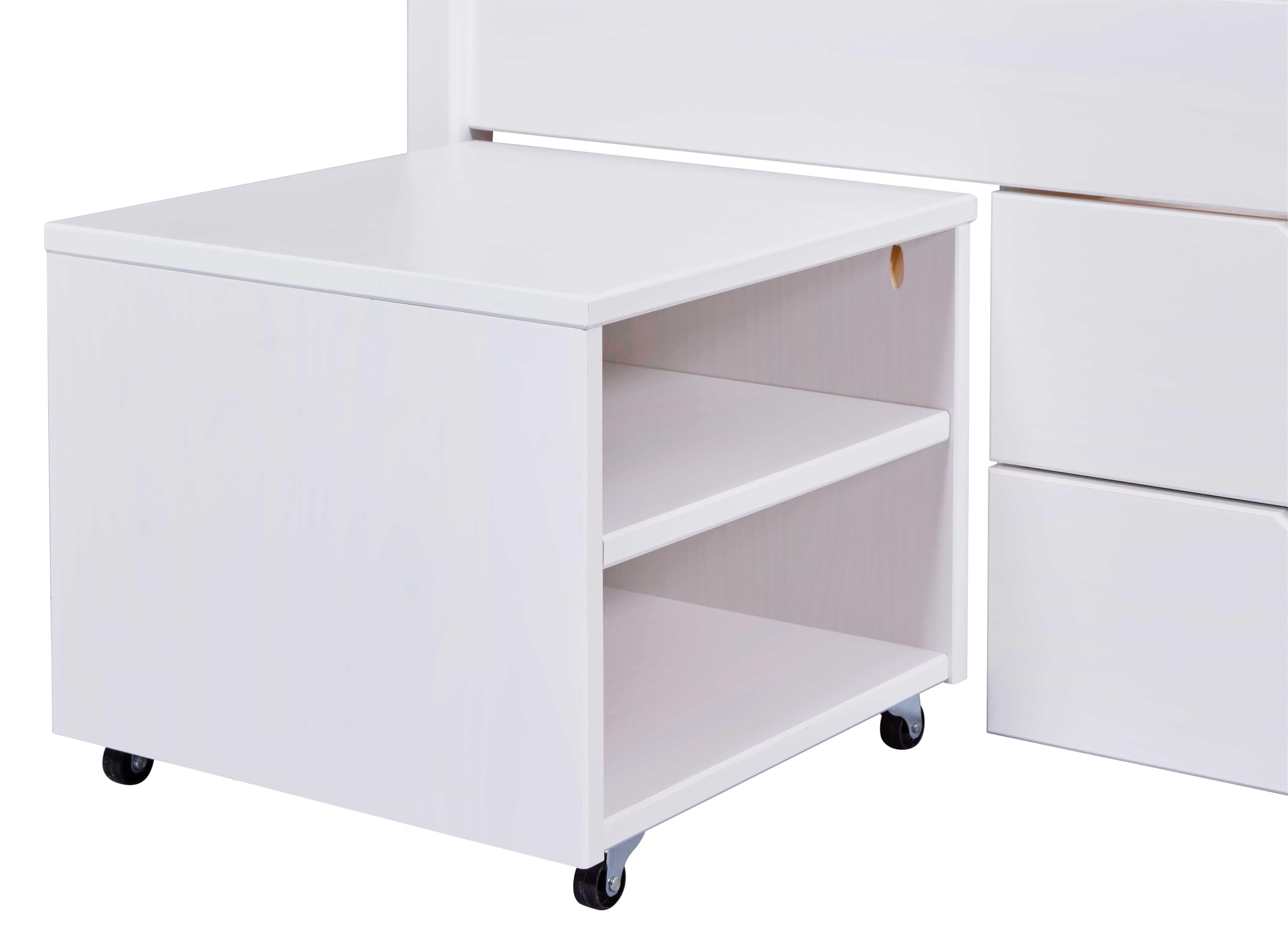 Inter Link - Bett mit Schubladen - Doppelbett 180x200 cm – Kojenbett mit Stauraum – Kiefer massivholz – 4 Schubladen und 2 Schubkasten – Inkl Lattenrost – Weiß lackiert – Efetivo 180x200cm