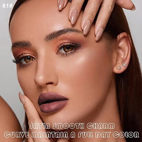 Miniatura 374 de evpct Juego de 3 lápices labiales líquidos de color oscuro, color rojo, verde esmeralda, mate, 24 horas, de larga duración, impermeable, a prueba