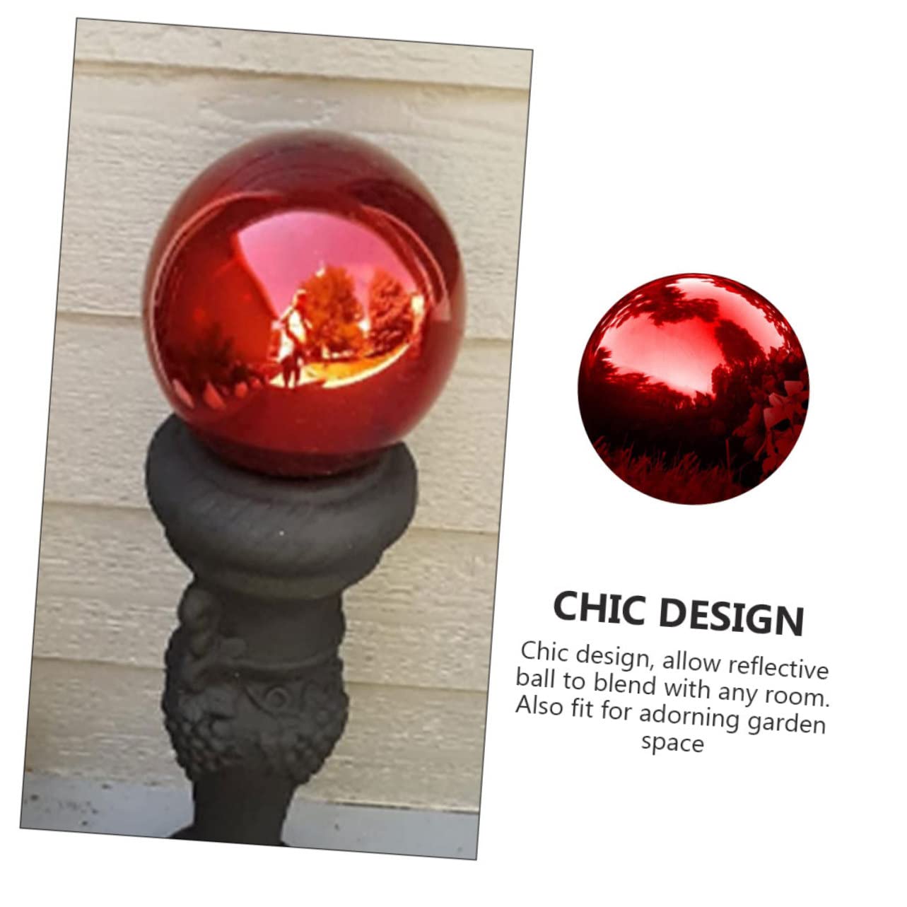Bola Reflectante de jardín UVA Metal Acero Inoxidable(Red,500MM)