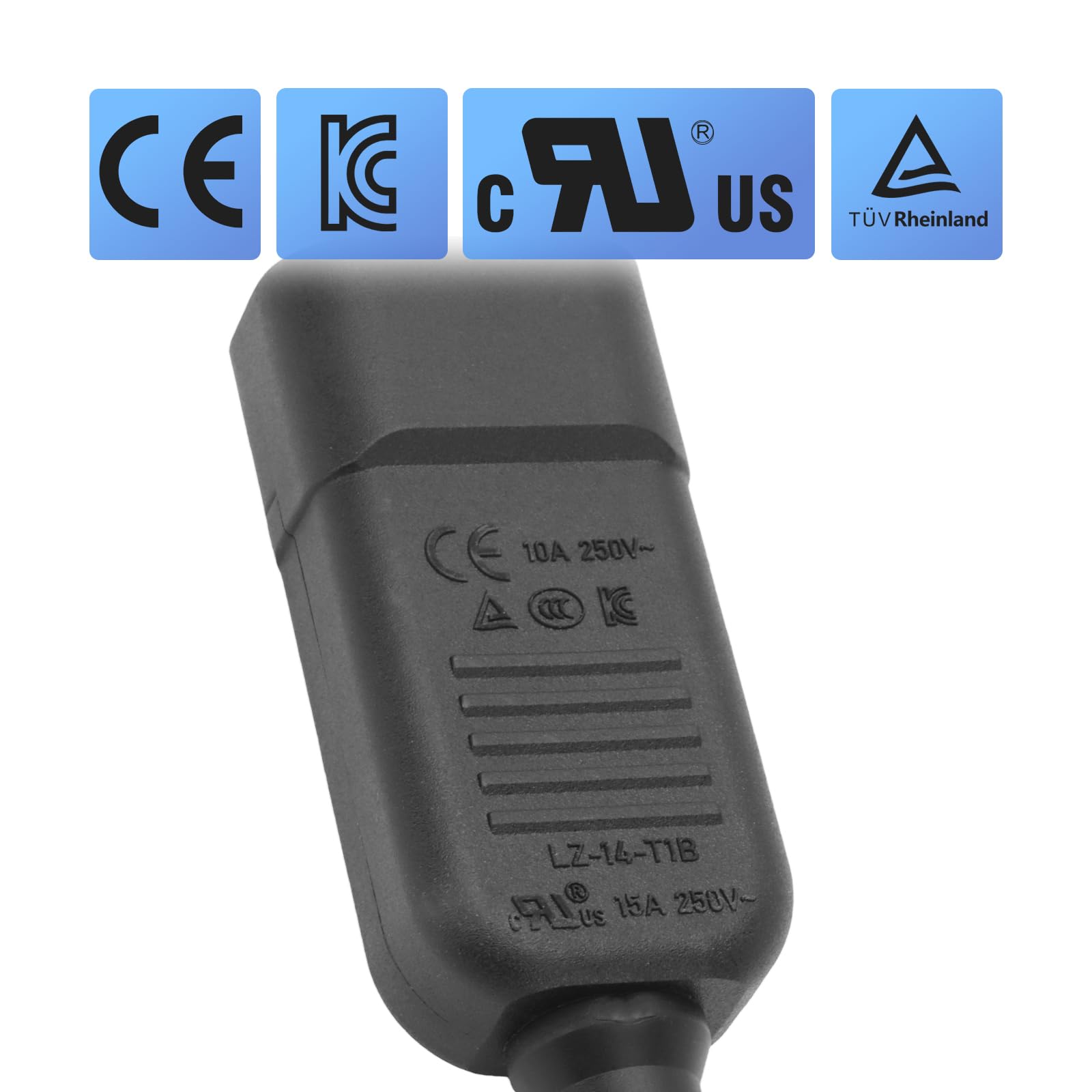 BAOMAIN Wechselstrom-Steckverbinder, 5 Sätze, C13-Buchse & C14-Stecker, UL-anerkannt, TUV-Zertifiziert, 15 A 250 V, LZ-14-T2B + LZ-14-T1B (5 SÄTZE)
