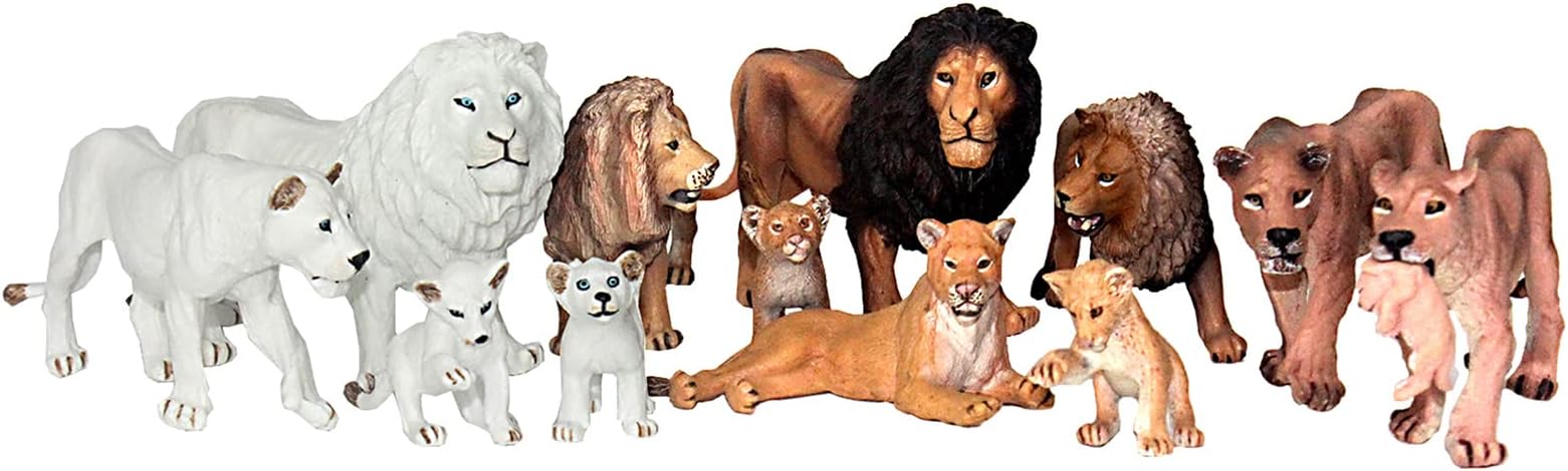 FUNSHOWCASE African Jungle Animals Toy Lions Figure Realistic Plastic Figurine Playset Lot 13-Piece