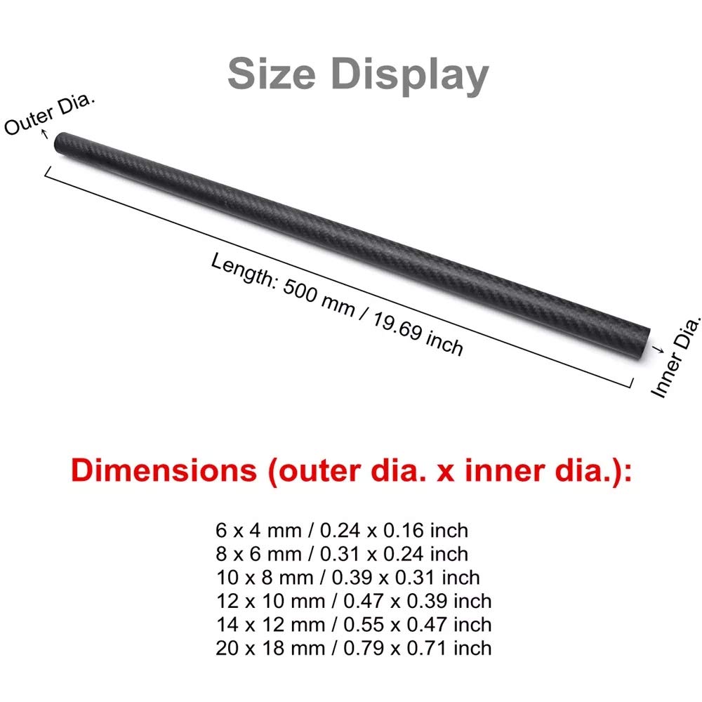 Lot De 2 Tubes Ronds En Fibre De Carbone, Finition Mate, 3K, For Avion