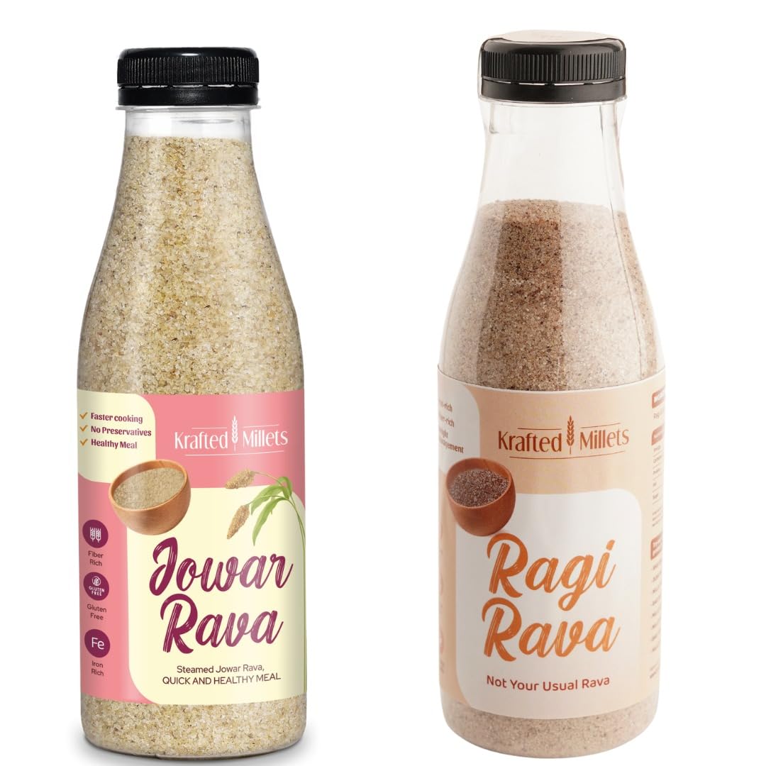 Krafted Millets Jowar Rava and Ragi Rava. - High Fiber, Gluten-Free, Protein-Rich, Quick And Easy Breakfast (Combo Pack) (B0D1YKC9KJ) Amazon Price History, Amazon Price Tracker