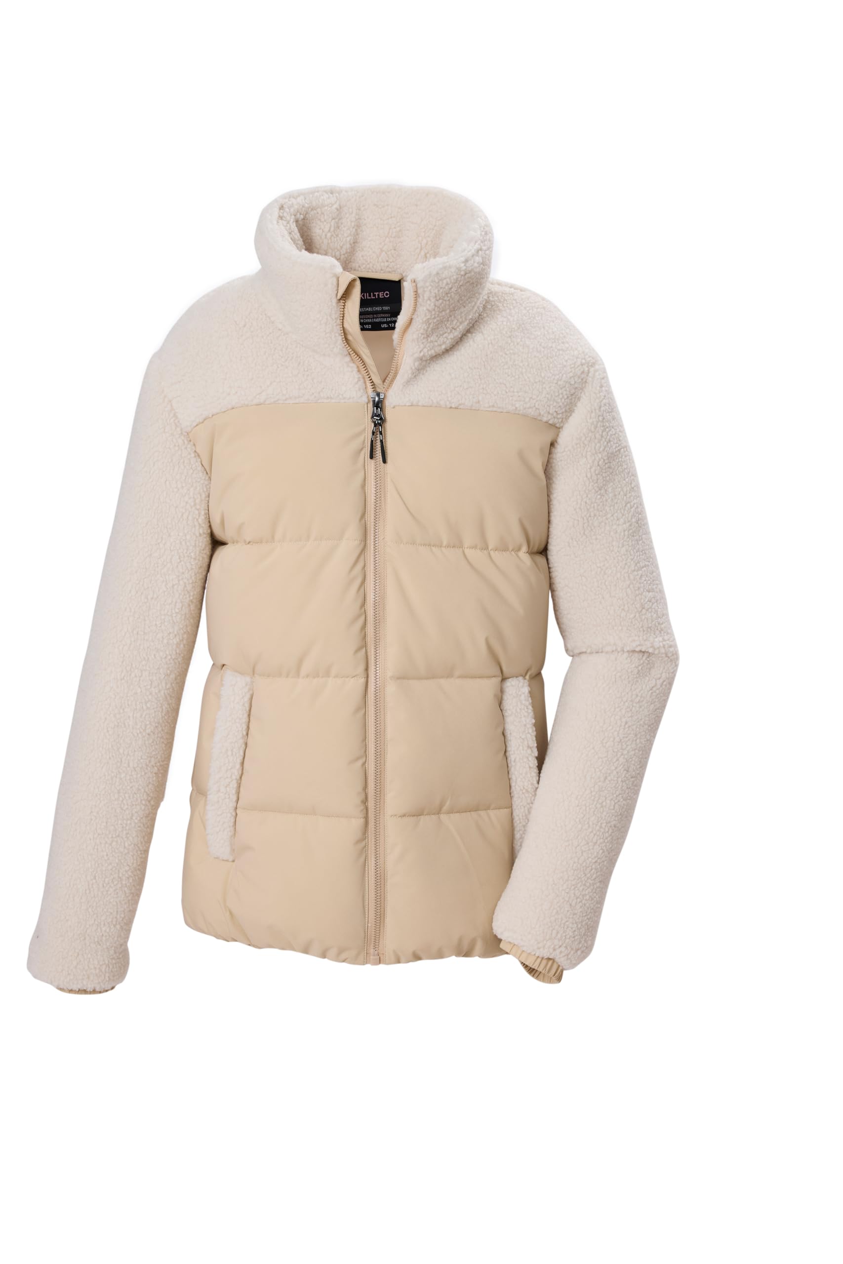 killtec KOW 170 GRLS QLTD JCKT Girls' Quilted Jacket with Stand-Up Collar, Cream, 164, 44744-000