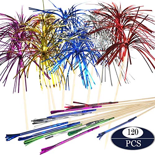 Cocktail Picks Firework Party Picks Seasonsky 120 PCS Firework Cake Toppers, Sandwich