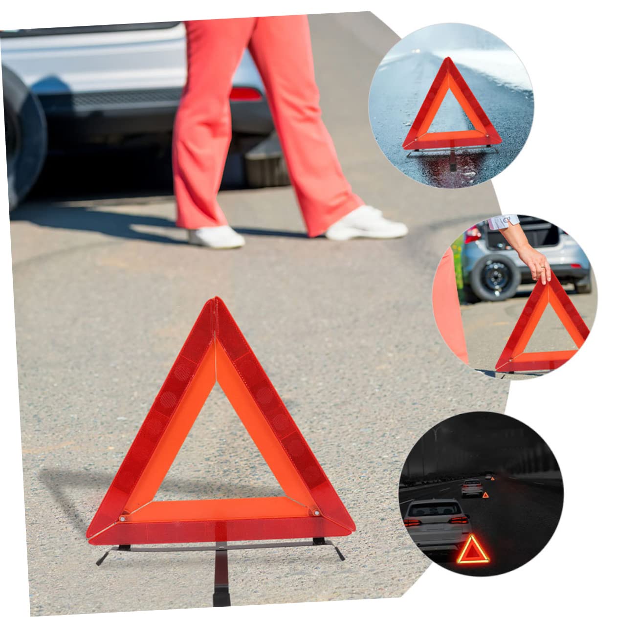 Marco de advertencia triangular, triángulos de emergencia reflectantes para coche, kit de emergencia triangular (42 x 39 cm, 3 piezas)