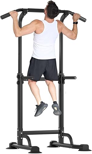 Miniatura 7 de Power Tower - Estación de barra de dominadas, estación de inmersión estable de 400 libras para equipo de entrenamiento de fuerza de gimnasio en