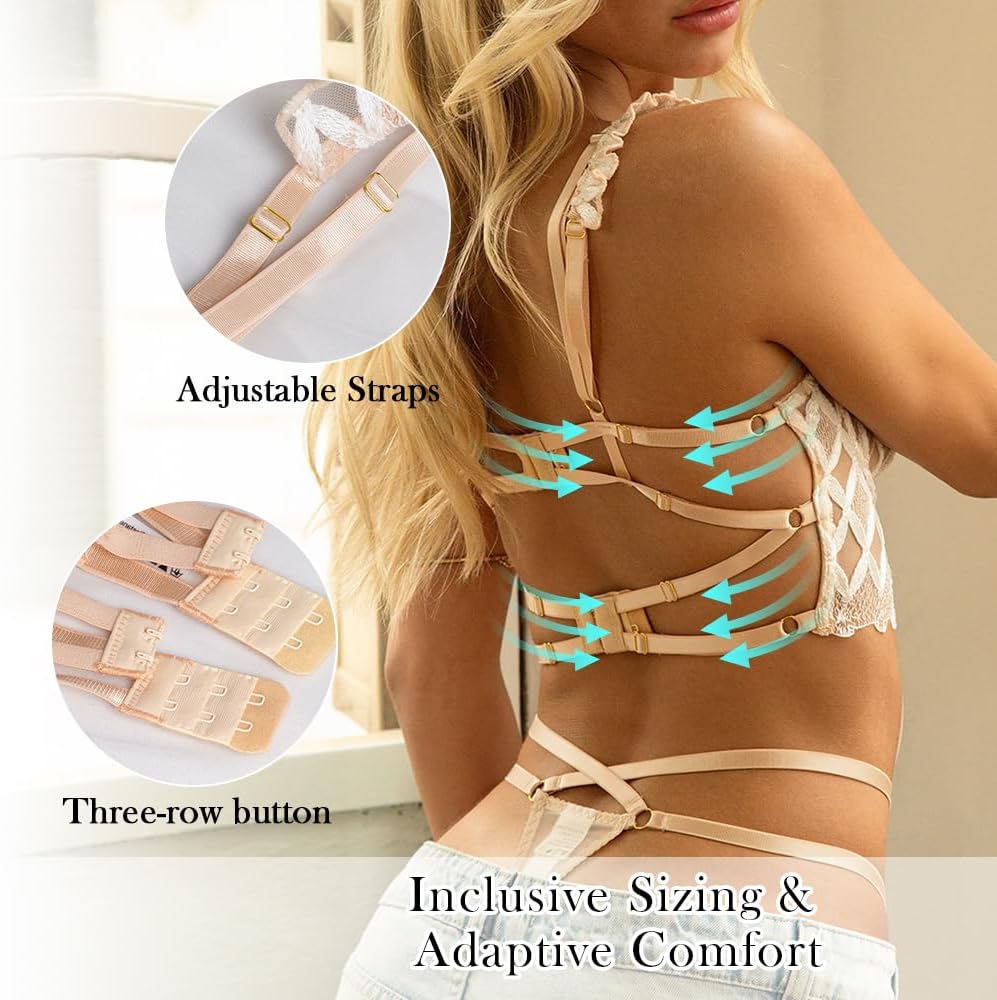 Women Lingerie Set with Matching Bra and Panty 2 Piece Lace Teddy Babydoll - Image 3