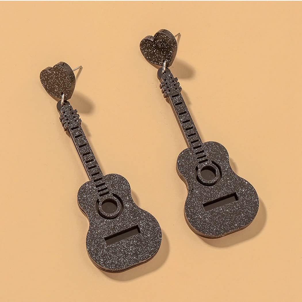 Acrylic Classical Guitar Earrings - Retro Renaissance Rock Band Music Dangle Earrings - Punk Style Violin Instrument Drop Earrings - Hypoallergenic Lightweight for Women - Image 4
