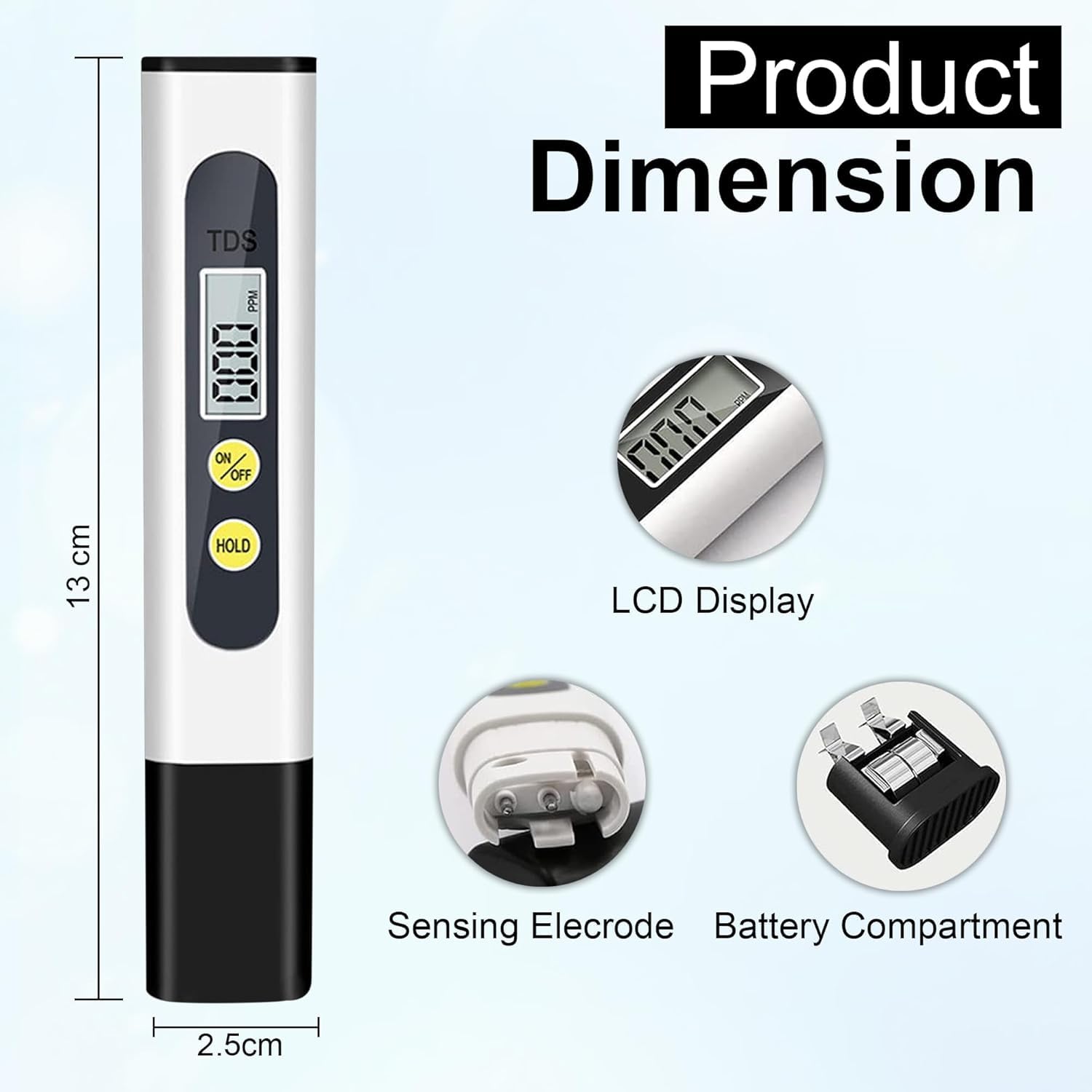 SJ WAVE SUCGLES Digital TDS Meter for Water Testing, Water Quality & PPM Tester with LCD Display for Drinking Water, RO Purifier, Aquarium, Hydroponics, Swimming Pool & Home Use — Amazon image 6