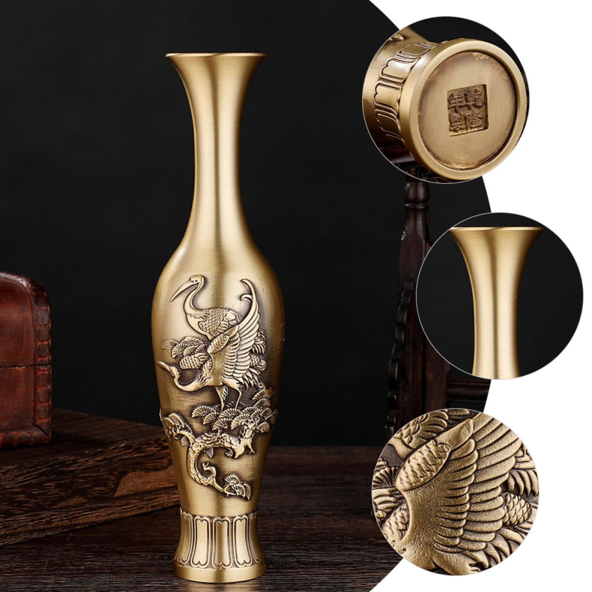 CALLARON Metallvase aus Messing mit Langer Lebensdauer für Wohnzimmer Dekoration und Elegante Tischdeko Stilvolle Hohe Vase für Frische und Künstliche Blumen