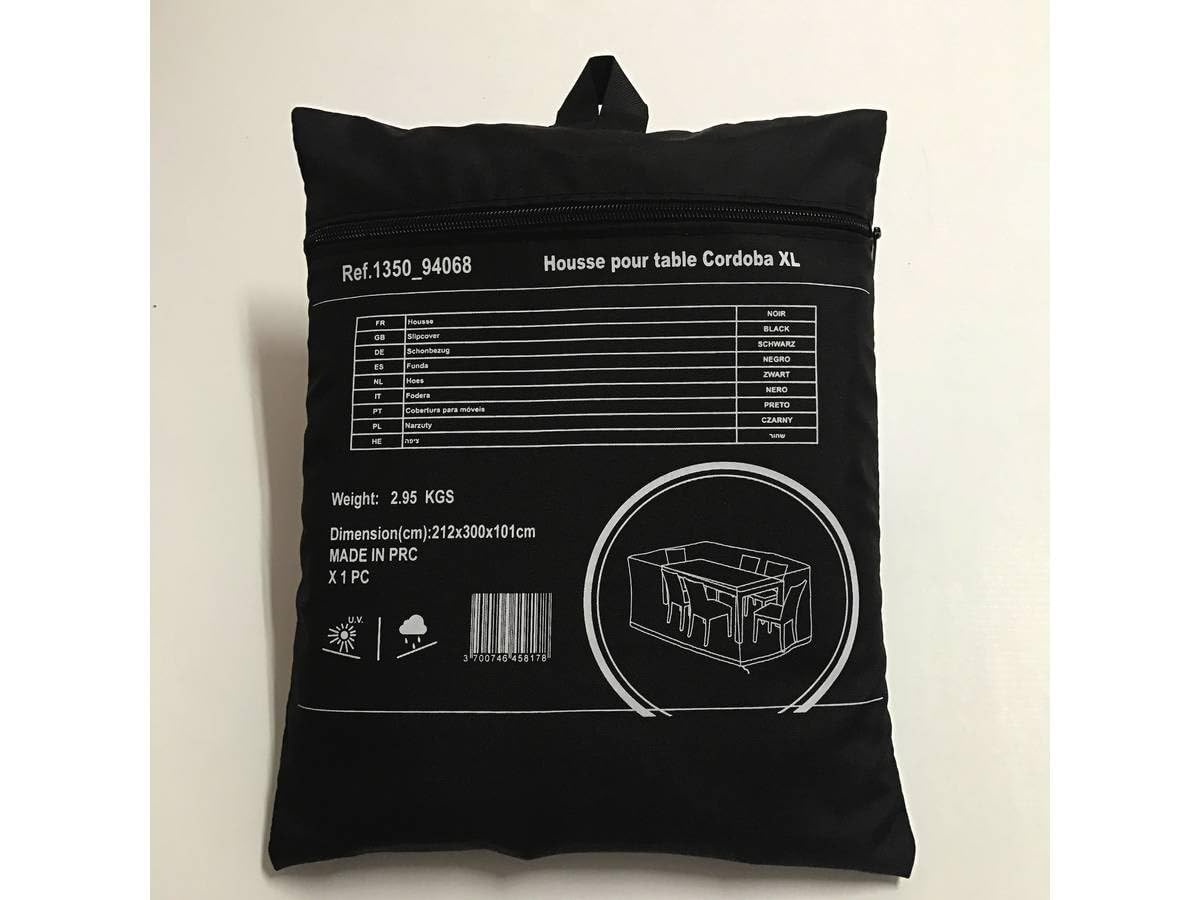 Housse de Protection pour Salon de Jardin Repas - 300 x 212 x 101 cm - Noir