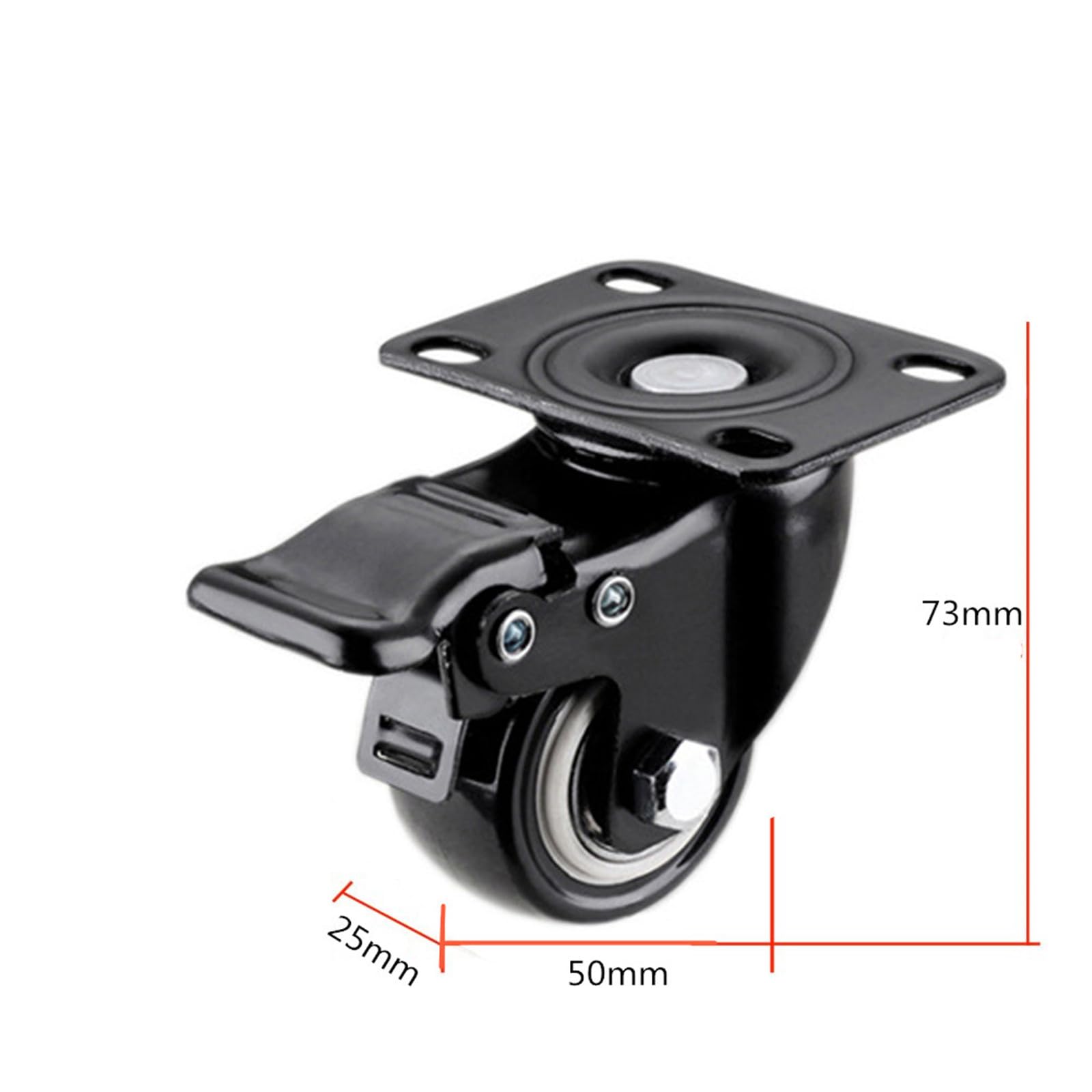 Castor Wheels Furniture Moving Swivel Caster 4Pieces Heavy Duty Swivel Castor Wheels Trolley Furniture Caster Rubber 200kg 50mm with Brakes - Image 3