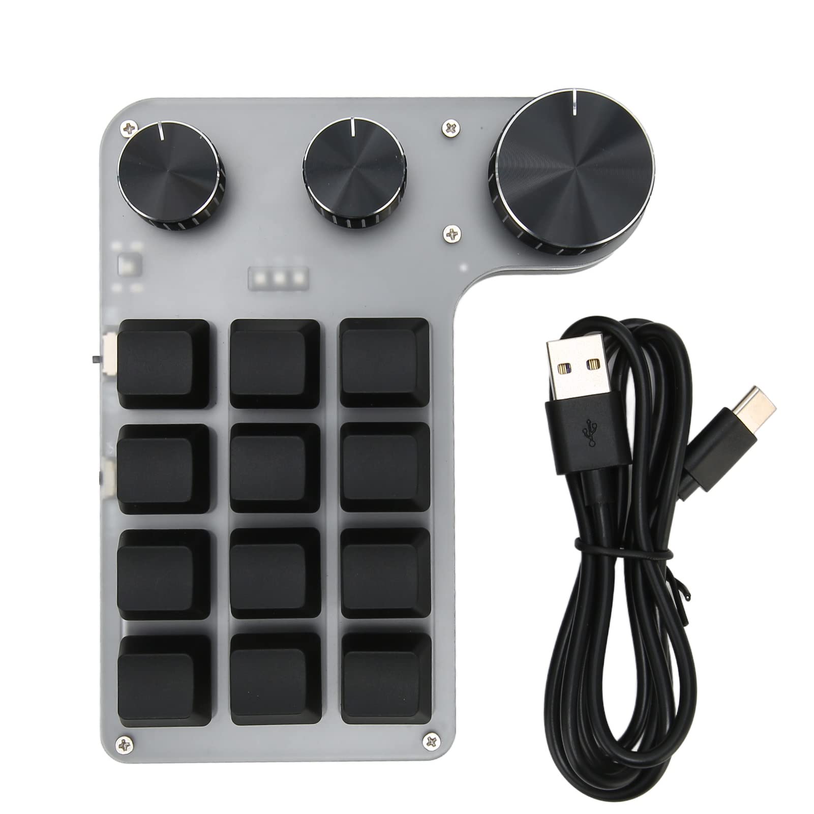 Vikye Mechanische -Makro-Gaming-Tastatur, 12 Tasten, 3 Knöpfe, Einhand-Bluetooth-USB-PC-Tastatur, Programmierbare Tastenkombination, Benutzerdefinierte Funktion,