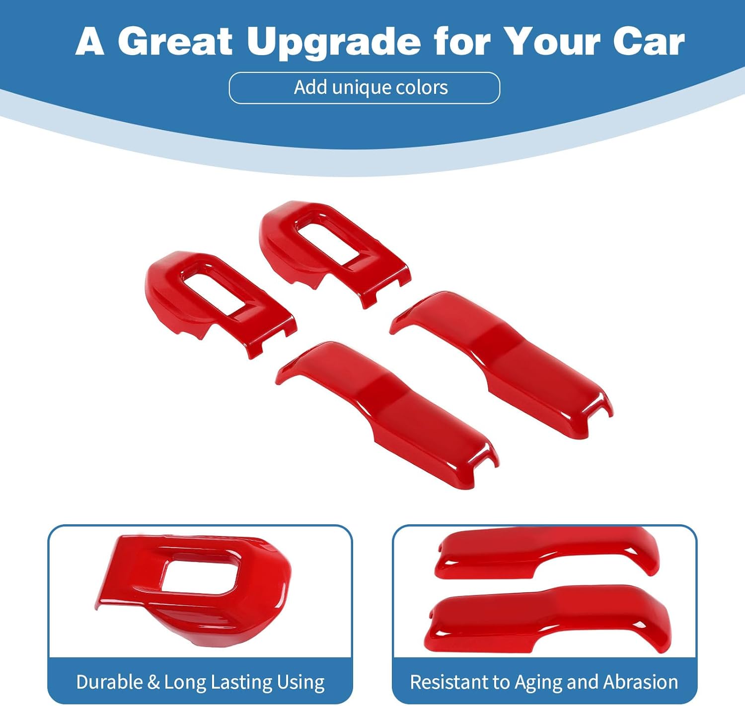 for Jeep JL Hood Decal Latch Trim Cover Fit for Jeep Wrangler JL JLU 2018-Present for Gladiator JT 2020-Present Red Exterior Accessories 4pcs