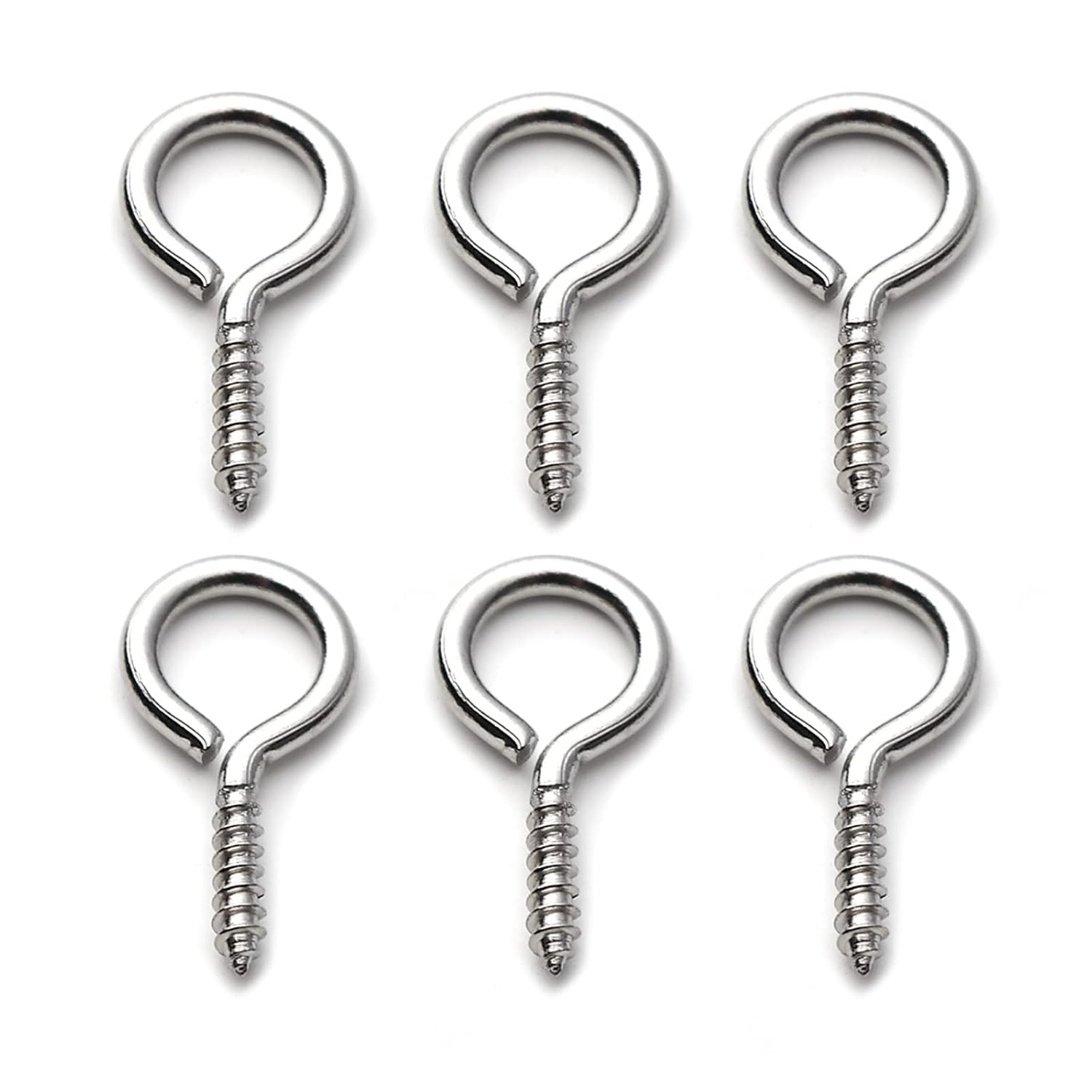 CHATROOM 100pcs SS304 Stainless Steel Eye Pins Eyepins Hooks Eyelets Screw Threaded Pandent Clasps for DIY Jewelry Making (Color : 100pcs Stainless Steel, Size : 4x10mm)