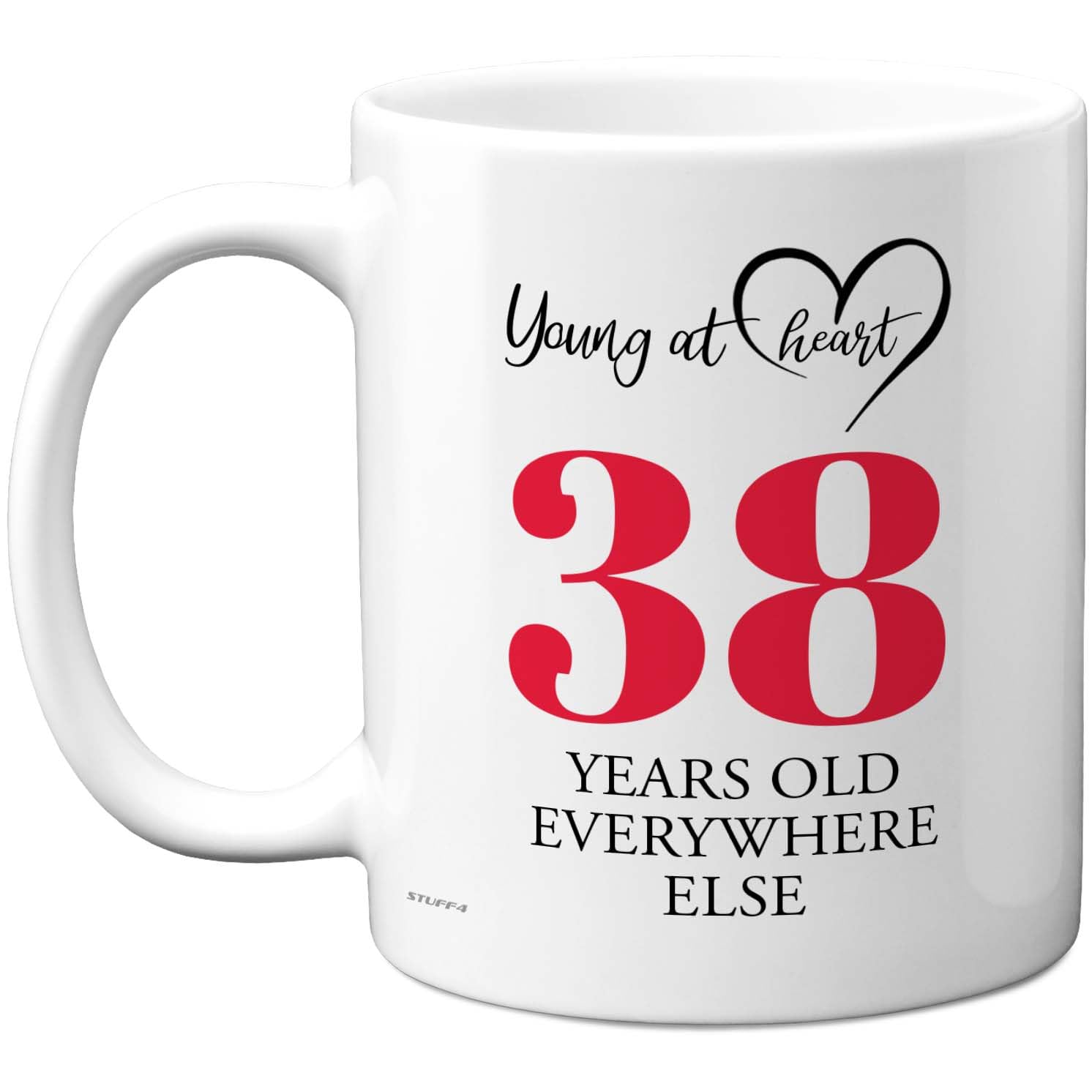 38th Birthday Gifts for Women Men, Cheeky Novelty Mug Young at Heart, Gag Joke Gifts, Perfect Funny Mugs for Thirty-Eight Thirty-Eighth Birthday Present, 11oz Ceramic Coffee Mugs