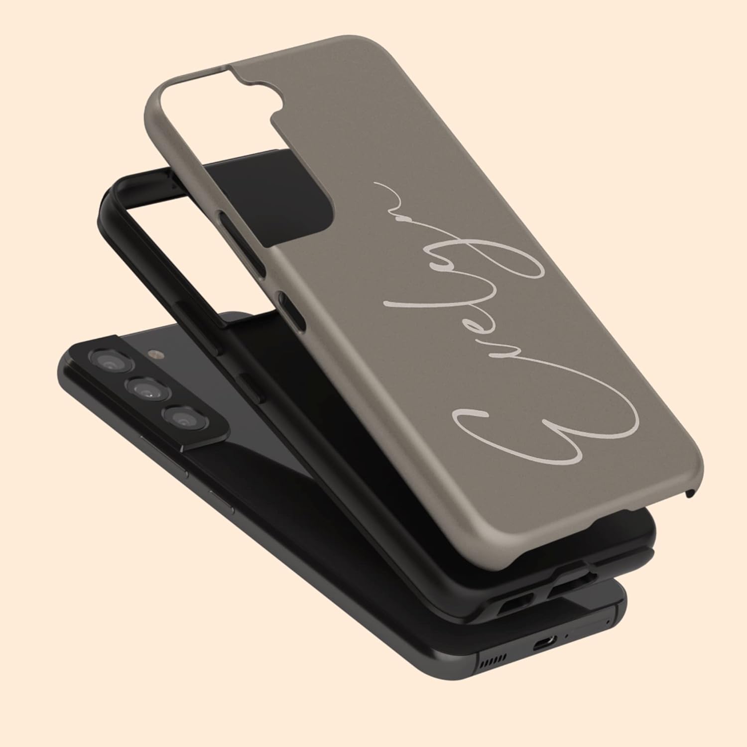 Custom Signature Earth Tones Personalized Name Case, Compatible with Samsung Galaxy S26 Ultra, S25 Plus, S24, S23, S22, S21, S20 - Light