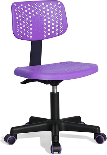 Miniatura 1 de FurnitureR Silla de escritorio sin brazos, linda silla de oficina para niños, silla de plástico con respaldo bajo, silla de trabajo para oficina en