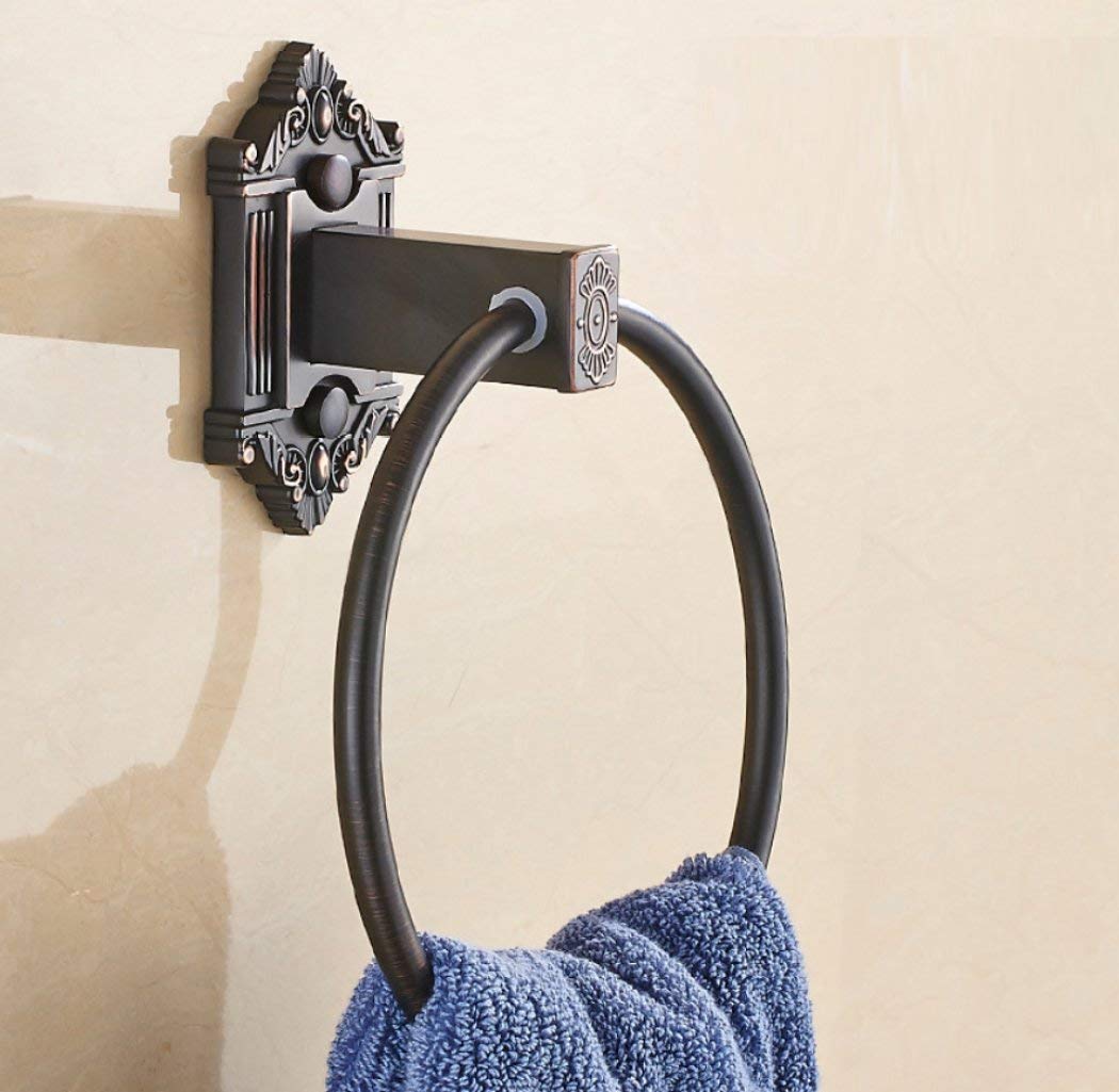 Anneau de serviette de bain continental retro en bronze noir mural pour accessoires de toilette