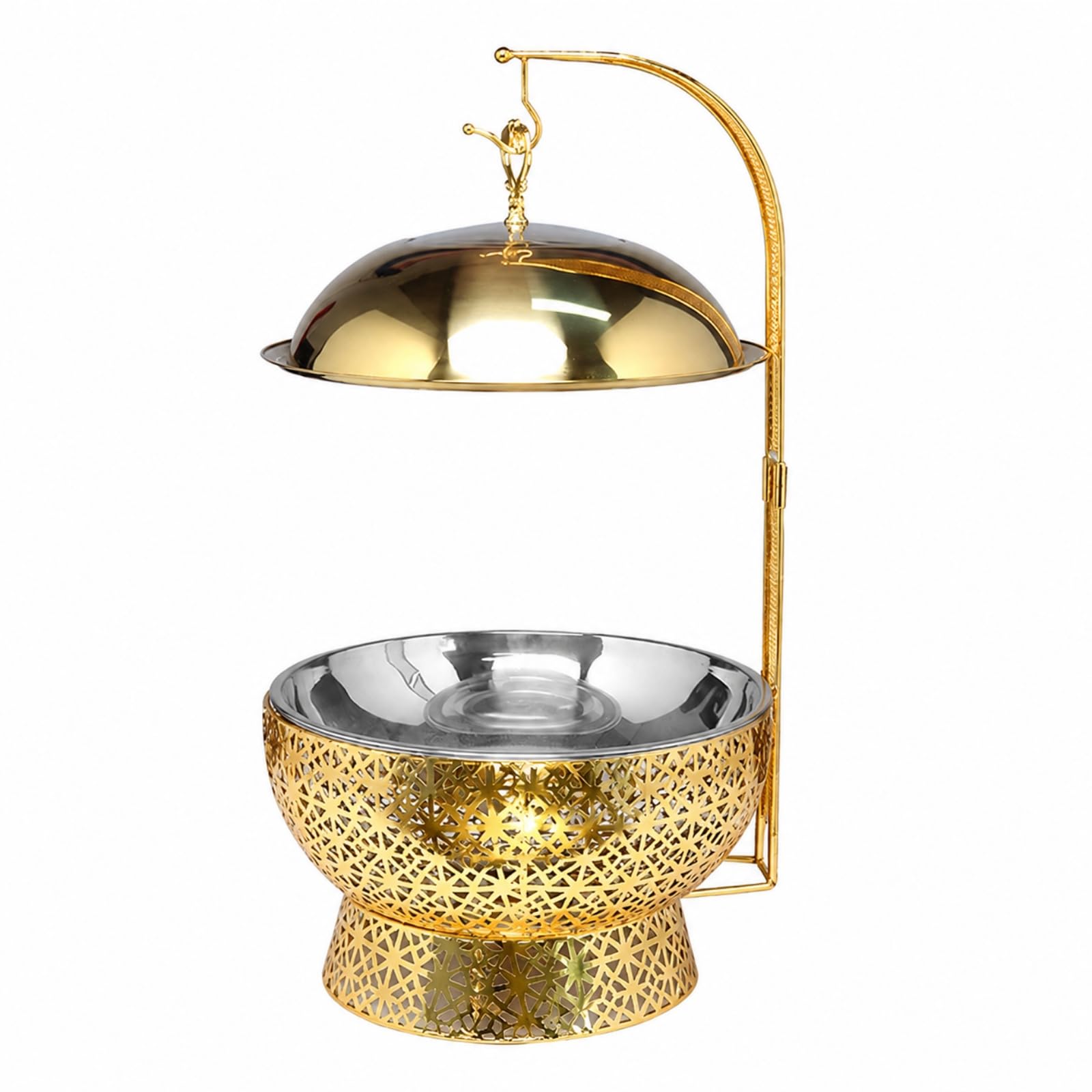 Amagogo Scaldavivande in Acciaio Inox da 8 L Elegante Scaldavivande con Base Decorativa e Telaio di Supporto Durevole Dish per Riunioni Familiari, Oro