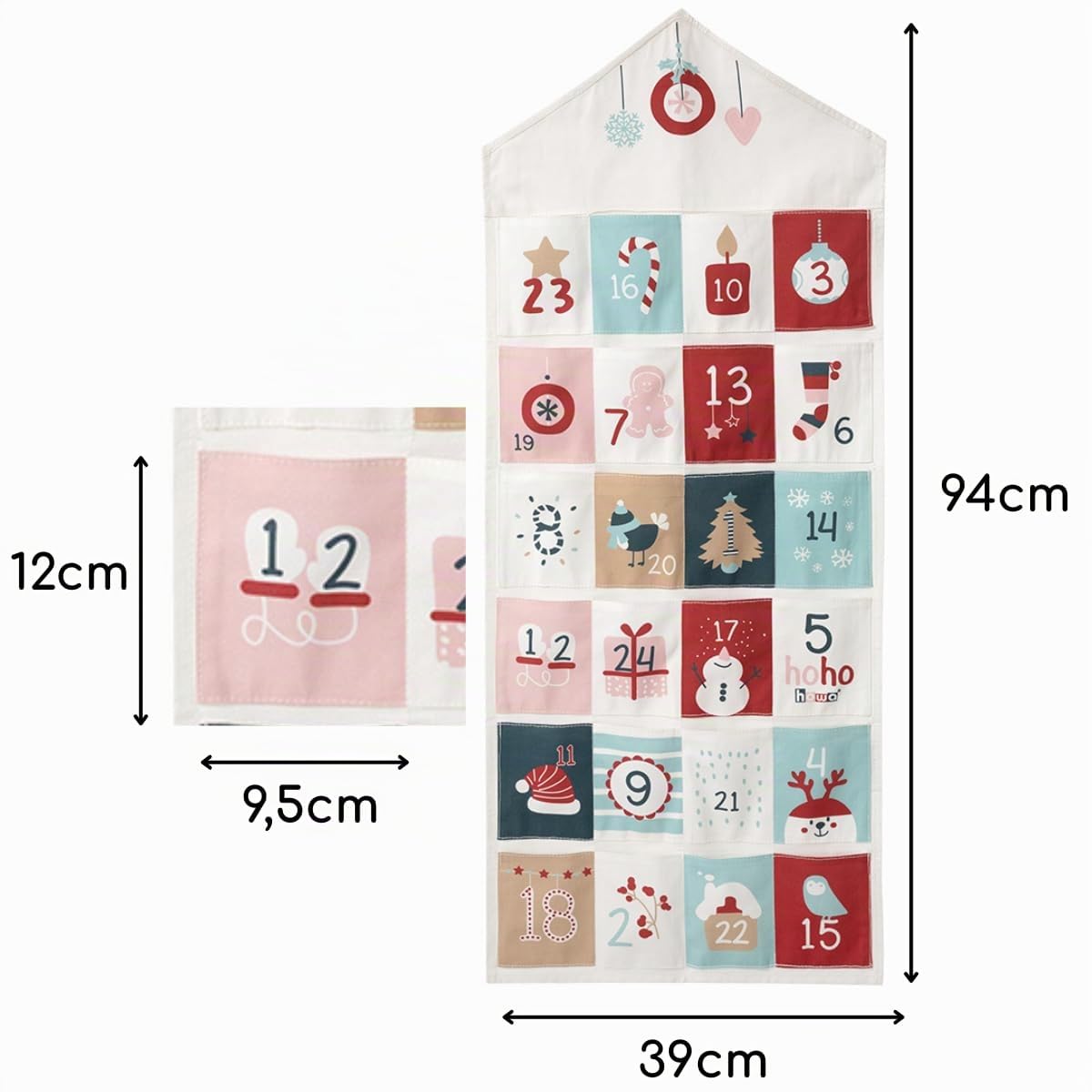 howa Calendario dell'Avvento da riempire per bambini e adulti in tessuto calendario natalizio 8803